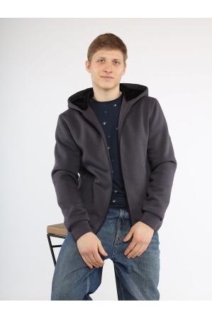 картинка М-34 Куртка - толстовка мужская на меховой подкладке (графит) от магазина ООО «СПОРТЛИНК»