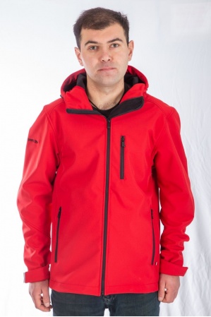 картинка М-32 Куртка - ветровка мужская "СОФТШЕЛЛ" (красный/черный) от магазина ООО «СПОРТЛИНК»
