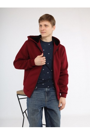 картинка М-34 Куртка - толстовка мужская на меховой подкладке (бордовый) от магазина ООО «СПОРТЛИНК»